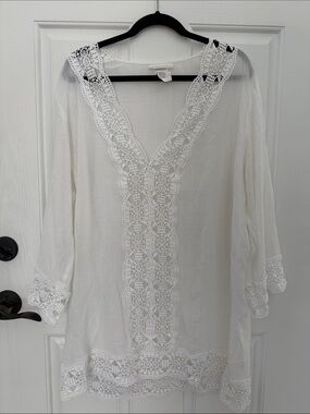 La Blanca Swim CoverUp White Lace-Trim